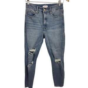 Good American Jeans Womens 4/27 Blue Distressed Skinny High Rise Ankle Denim